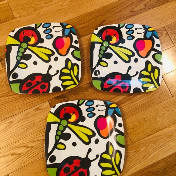 Melamine plates with insect design - Picture 3 of 9